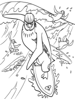 A coloring page of surfs up